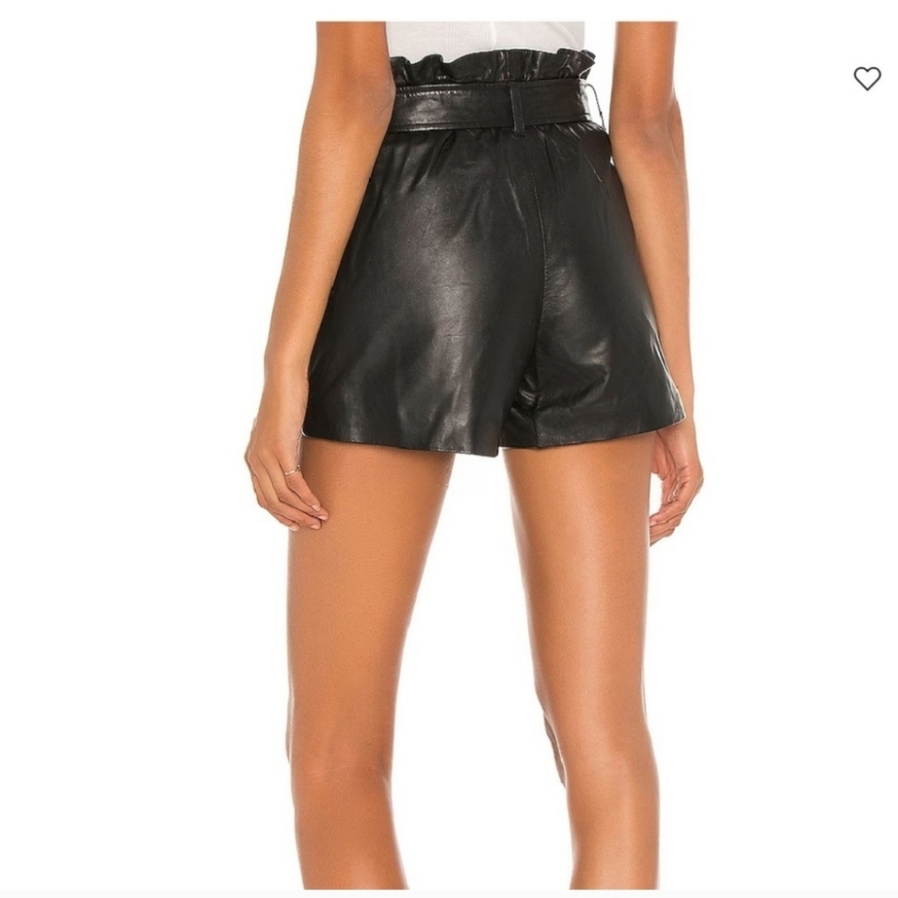 NWT Allsaints Erica Leather Paperbag Shorts Size 6 - Picture 3 of 14